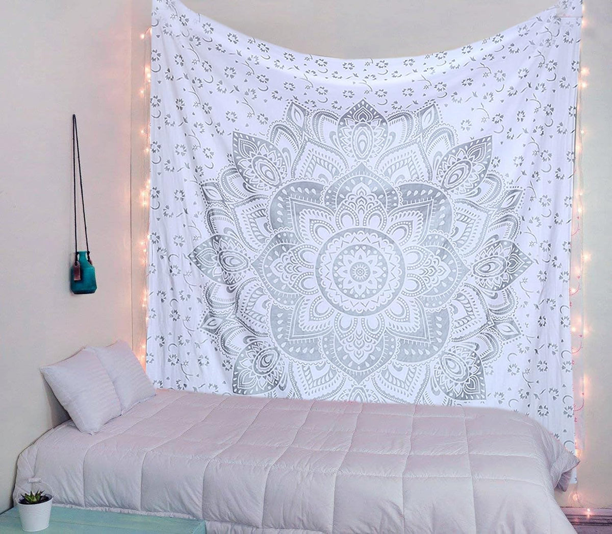 Large Green Ombre Mandala Tapestry Wall Hanging,Indian Cotton Beach Throw Blanket Hippie Queen Boho Décor,Meditation Yoga Mat Rugs,82x92 Inches
