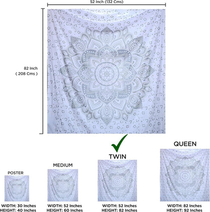 Large Green Ombre Mandala Tapestry Wall Hanging,Indian Cotton Beach Throw Blanket Hippie Queen Boho Décor,Meditation Yoga Mat Rugs,82x92 Inches