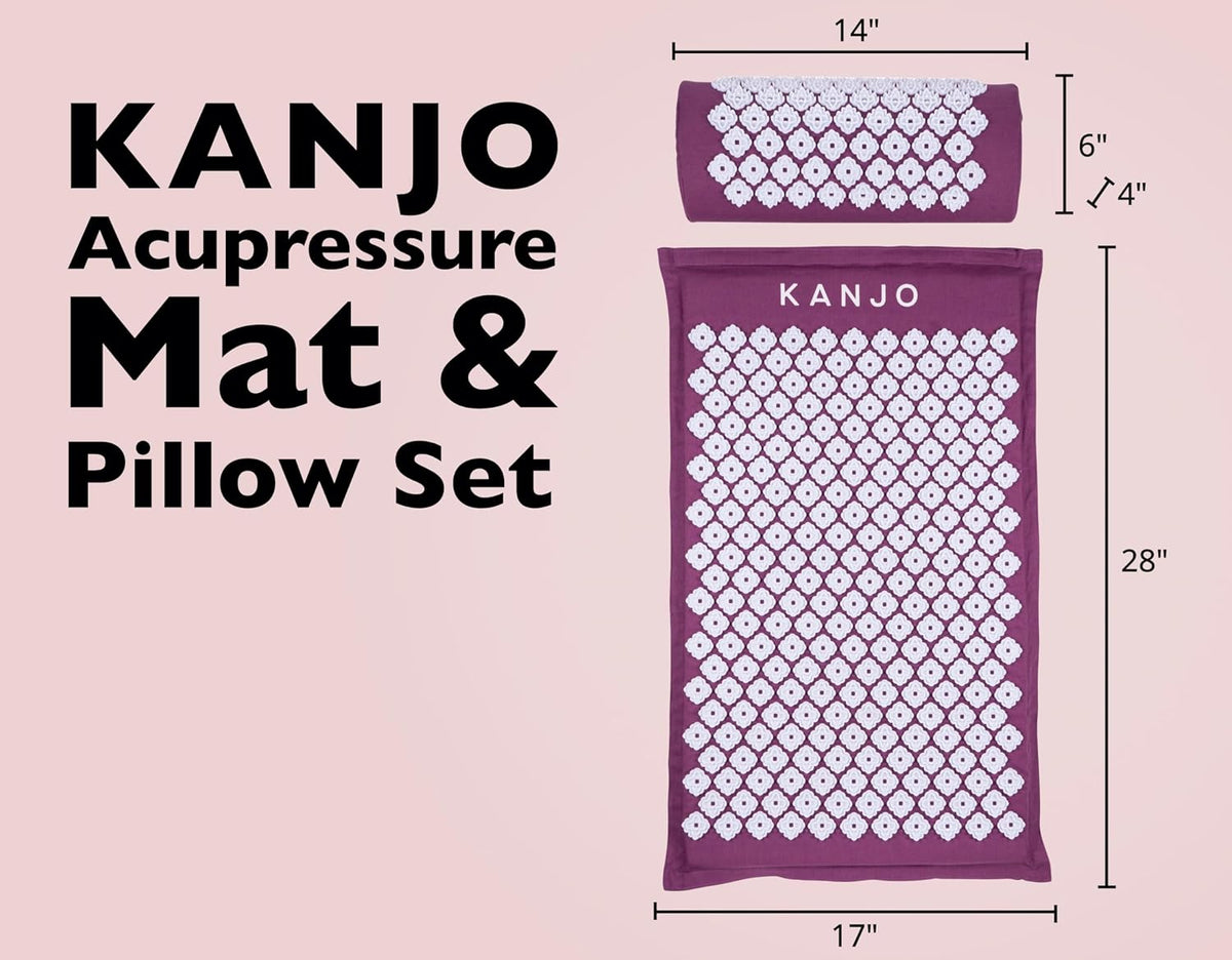 Acupressure Mat and Pillow Set for Back Pain Relief & Neck Pain Relief, with Pressure Points for Muscle Pain Relief with Travel Bag - Amethyst