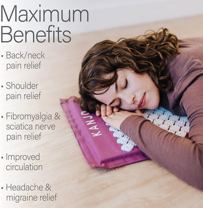 Acupressure Mat and Pillow Set for Back Pain Relief & Neck Pain Relief, with Pressure Points for Muscle Pain Relief with Travel Bag - Amethyst