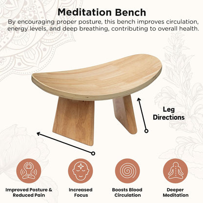 Ergonomic Wooden Meditation Bench for Seiza & Yoga Practice - Natural Portable Kneeling Seat for Travel & Prayer
