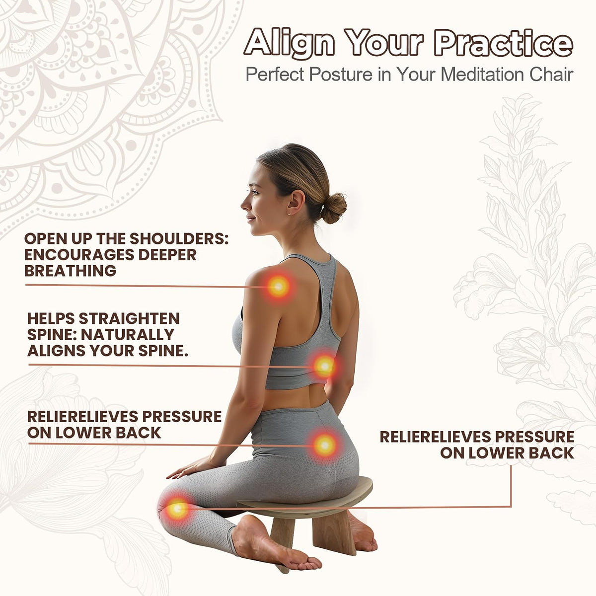 Ergonomic Wooden Meditation Bench for Seiza & Yoga Practice - Natural Portable Kneeling Seat for Travel & Prayer