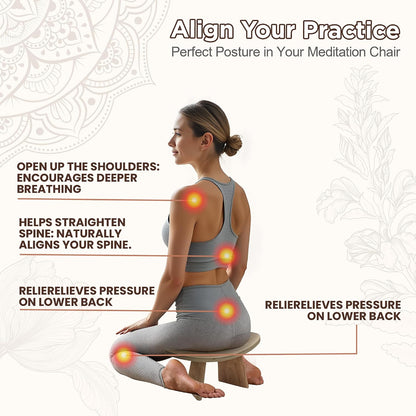 Ergonomic Wooden Meditation Bench for Seiza & Yoga Practice - Natural Portable Kneeling Seat for Travel & Prayer