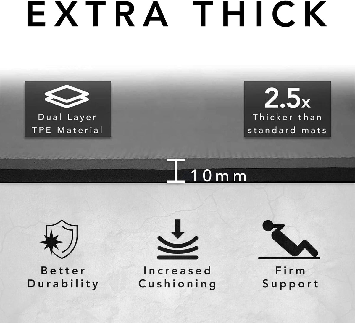 Large Workout Mat - 10mm Extra Thick Exercise Mat & Wide Yoga Mat, 72"x32"