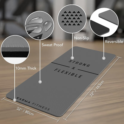 Large Workout Mat - 10mm Extra Thick Exercise Mat & Wide Yoga Mat, 72"x32"