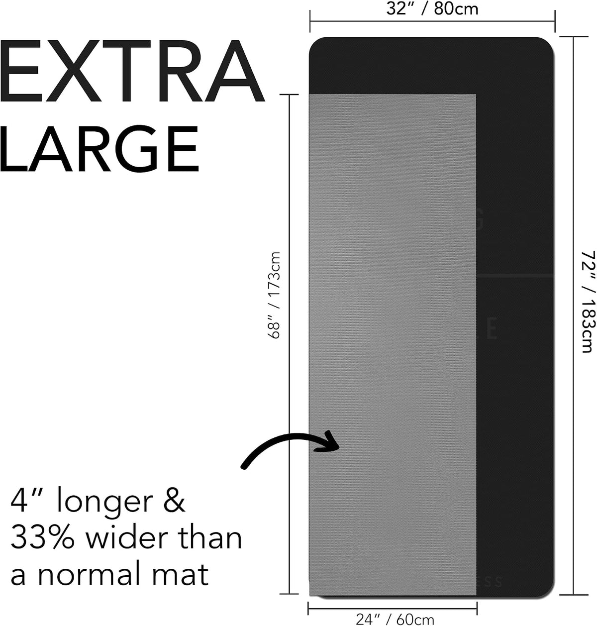 Large Workout Mat - 10mm Extra Thick Exercise Mat & Wide Yoga Mat, 72"x32"