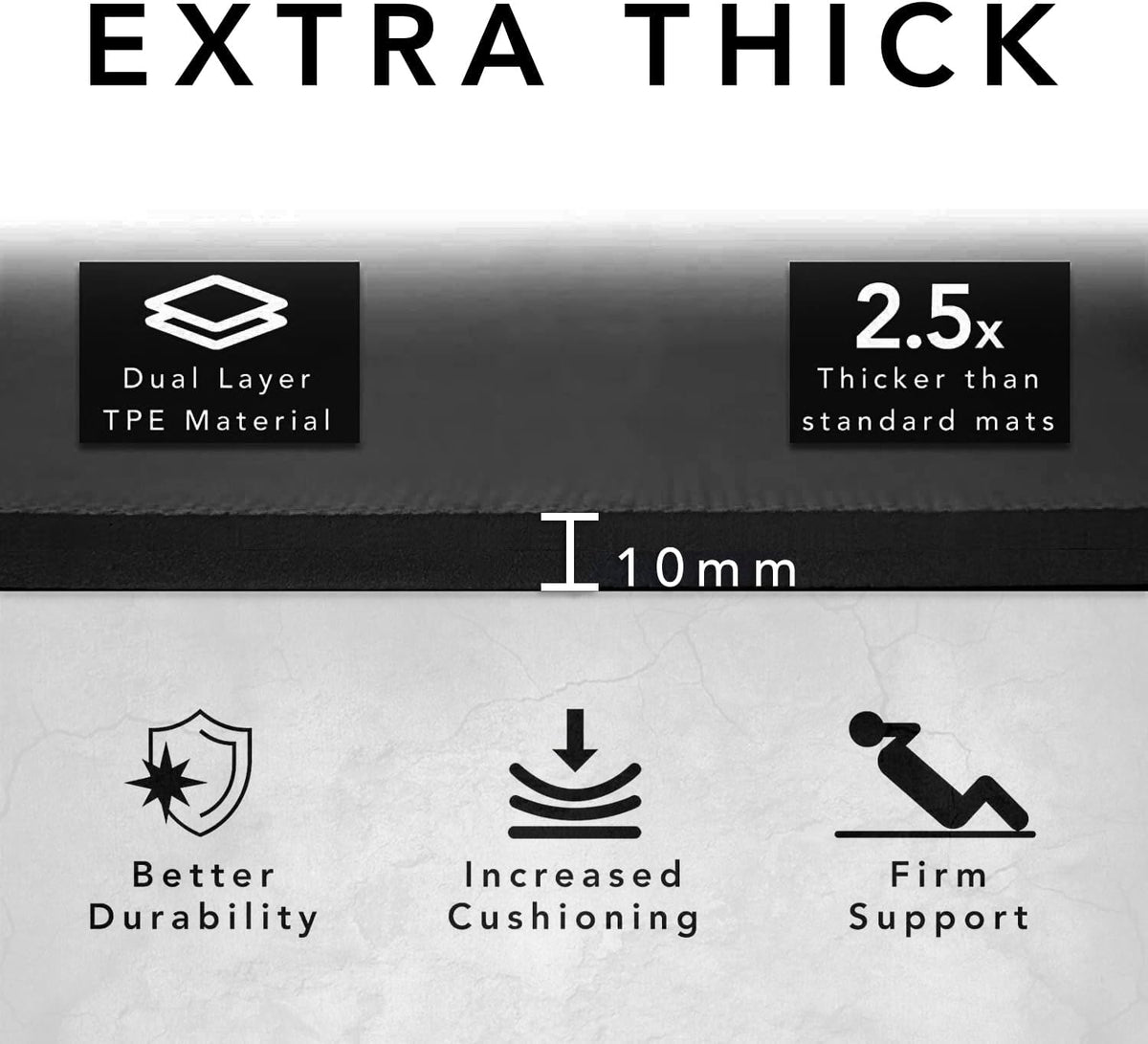 Large Workout Mat - 10mm Extra Thick Exercise Mat & Wide Yoga Mat, 72"x32"