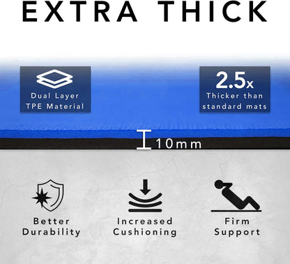 Large Workout Mat - 10mm Extra Thick Exercise Mat & Wide Yoga Mat, 72"x32"