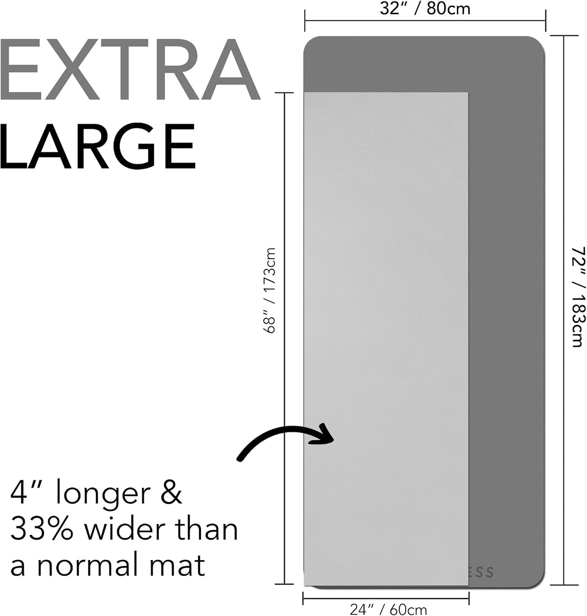 Large Workout Mat - 10mm Extra Thick Exercise Mat & Wide Yoga Mat, 72"x32"