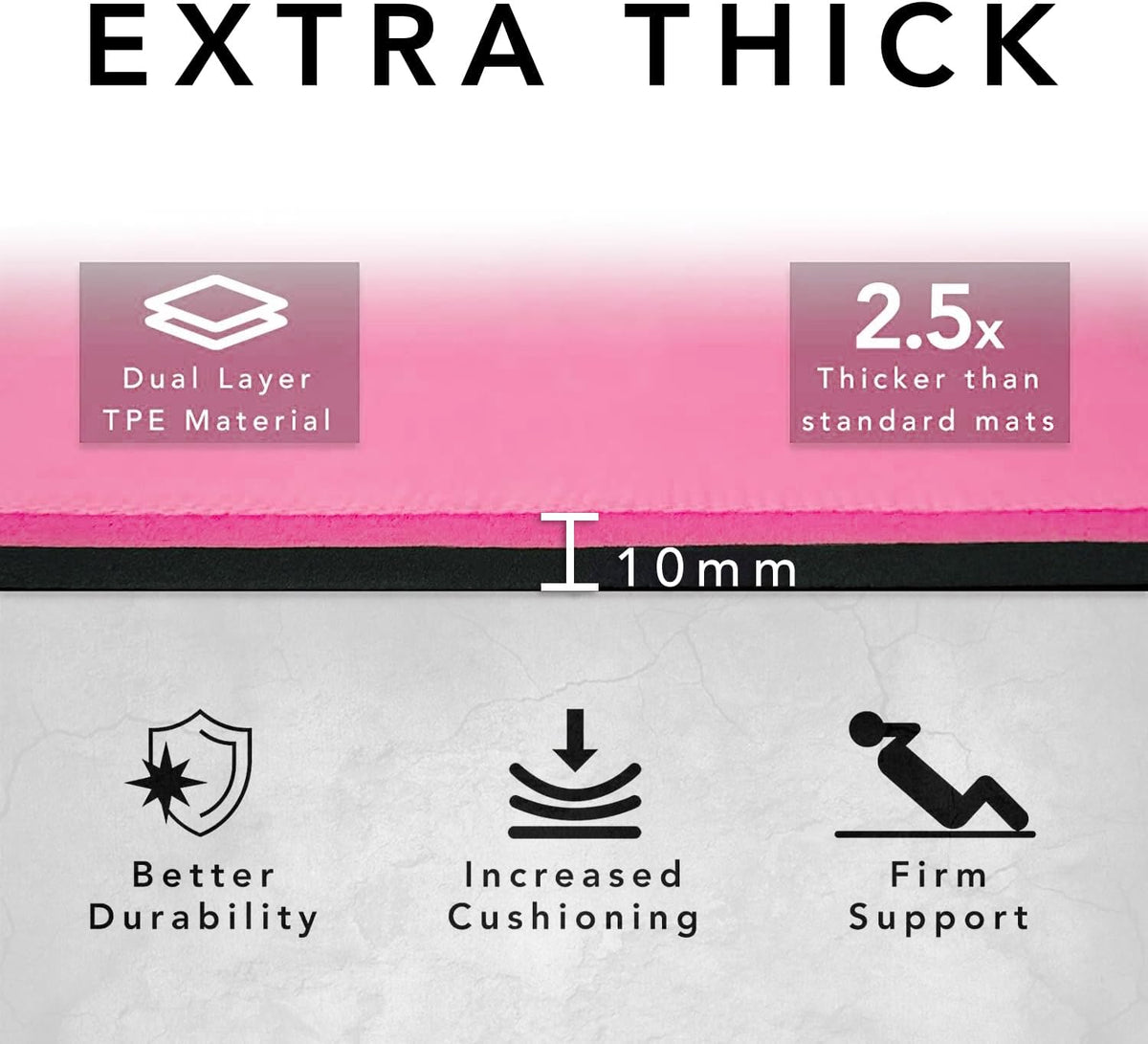 Large Workout Mat - 10mm Extra Thick Exercise Mat & Wide Yoga Mat, 72"x32"