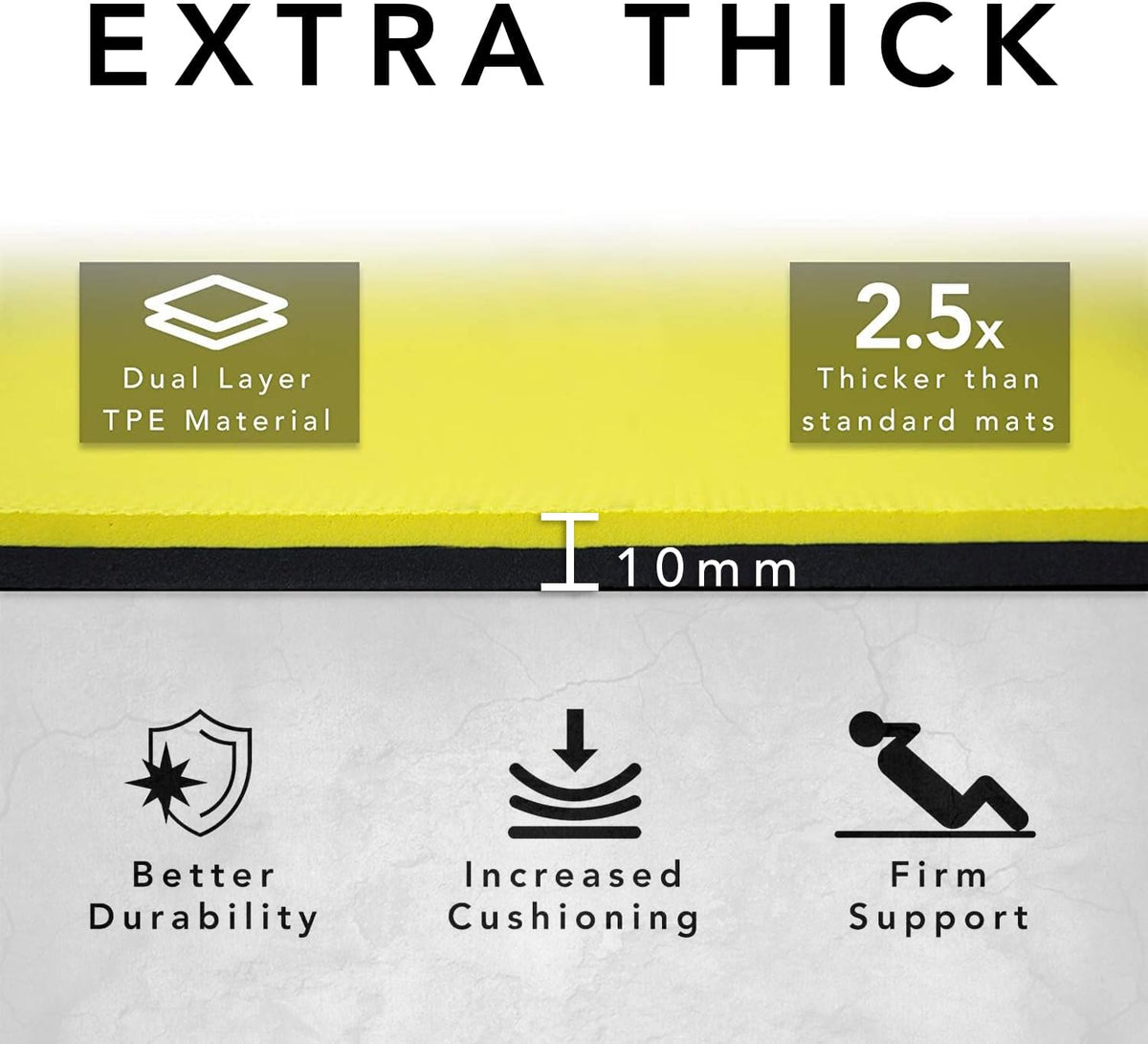 Large Workout Mat - 10mm Extra Thick Exercise Mat & Wide Yoga Mat, 72"x32"