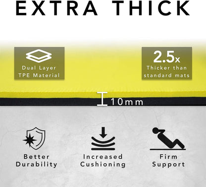 Large Workout Mat - 10mm Extra Thick Exercise Mat & Wide Yoga Mat, 72"x32"