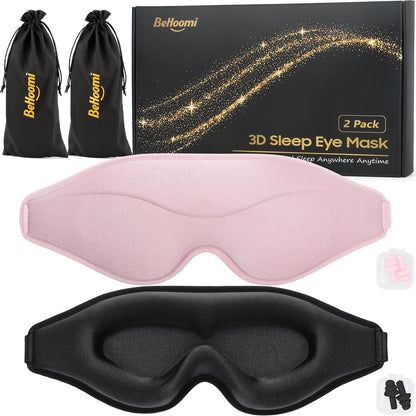 Sleep Mask, Premium Eye Mask for Sleeping, Total Blackout, Super Soft Comfort, Adjustable Fit, Upgraded 3D Ergonomic Designed Sleeping Mask for Home, Office, Travel, Meditation, Yoga, Pink