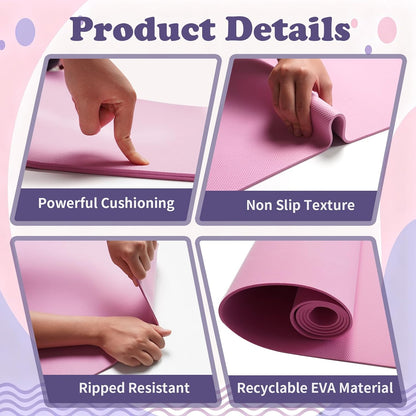 10 Pcs Yoga Mats Bulk 68'' x 24'' x 0.16 inch Thick Non Slip Texture Exercise Mats without Latex Gym Pads Bundle for Kids Adult Outdoor Yoga Pilates Workout(Multicolor)