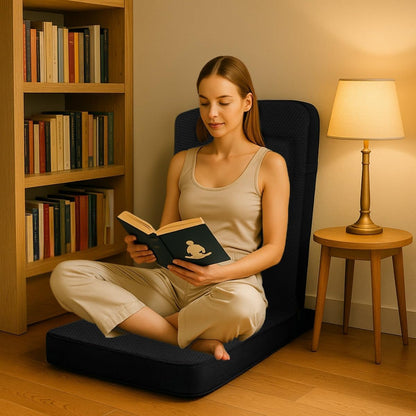 Friends of Meditation Relaxing Buddha Meditation Chair | Detachable Rectangular Back Support & Zafu Cushion | Portable Folding Chair | Floor Chair with Back Support | Yoga Chairs for Adults | Maroon