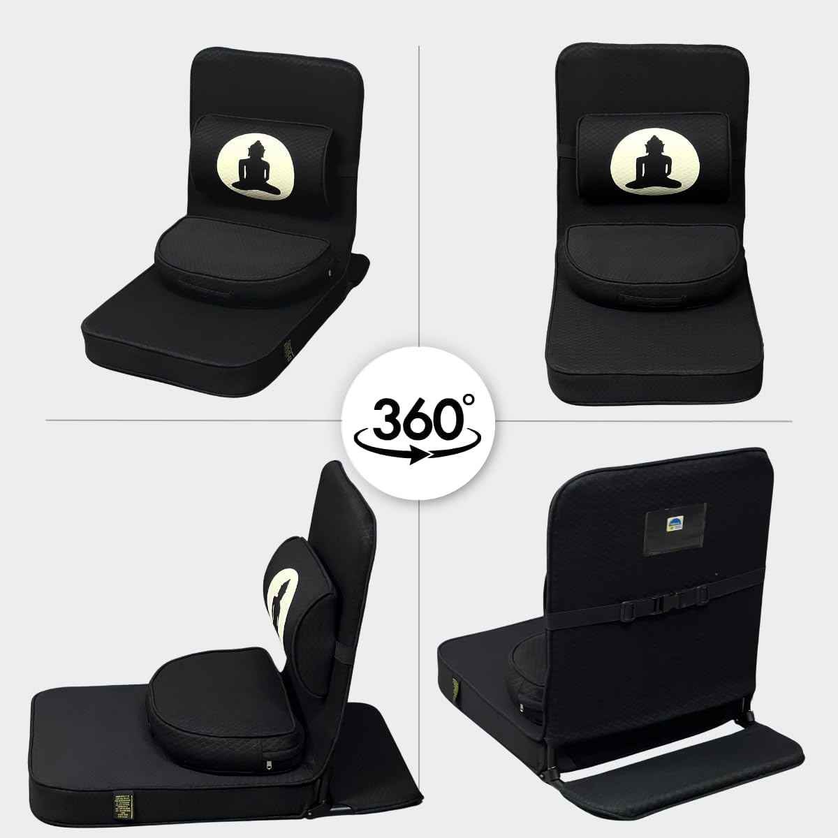 Friends of Meditation Relaxing Buddha Meditation Chair | Detachable Rectangular Back Support & Zafu Cushion | Portable Folding Chair | Floor Chair with Back Support | Yoga Chairs for Adults | Maroon