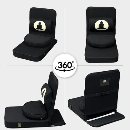 Friends of Meditation Relaxing Buddha Meditation Chair | Detachable Rectangular Back Support & Zafu Cushion | Portable Folding Chair | Floor Chair with Back Support | Yoga Chairs for Adults | Maroon