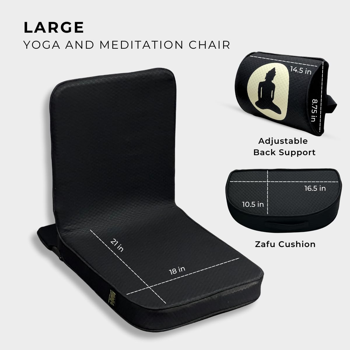 Friends of Meditation Relaxing Buddha Meditation Chair | Detachable Rectangular Back Support & Zafu Cushion | Portable Folding Chair | Floor Chair with Back Support | Yoga Chairs for Adults | Maroon