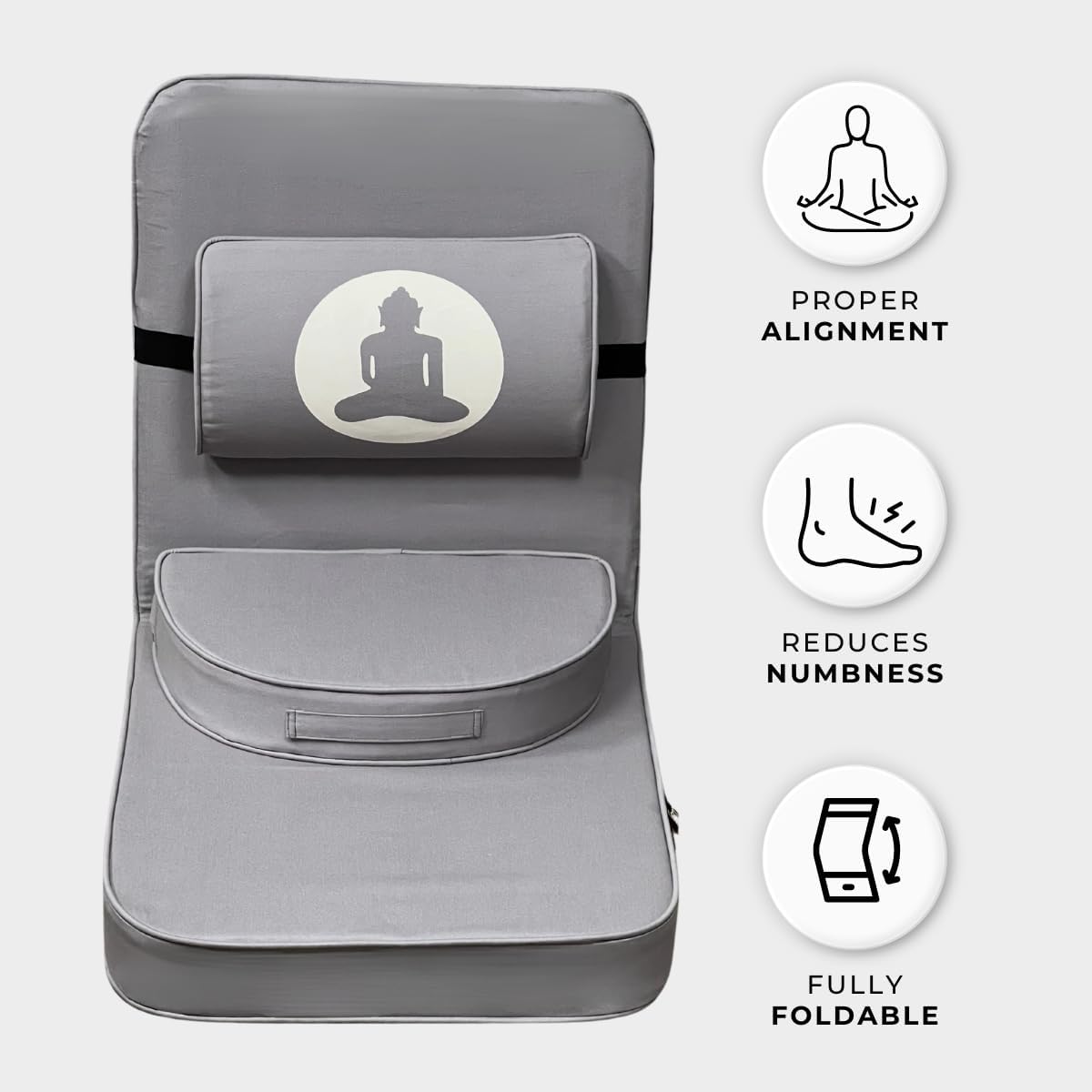 Friends of Meditation Relaxing Buddha Meditation Chair | Detachable Rectangular Back Support & Zafu Cushion | Portable Folding Chair | Floor Chair with Back Support | Yoga Chairs for Adults | Maroon