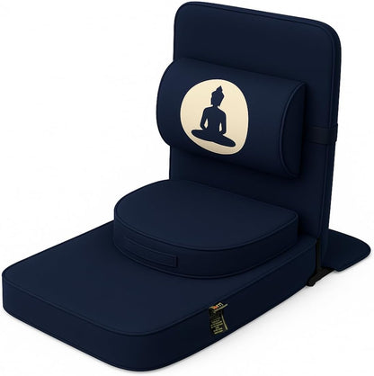 Friends of Meditation Relaxing Buddha Meditation Chair | Detachable Rectangular Back Support & Zafu Cushion | Portable Folding Chair | Floor Chair with Back Support | Yoga Chairs for Adults | Maroon