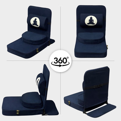 Friends of Meditation Relaxing Buddha Meditation Chair | Detachable Rectangular Back Support & Zafu Cushion | Portable Folding Chair | Floor Chair with Back Support | Yoga Chairs for Adults | Maroon