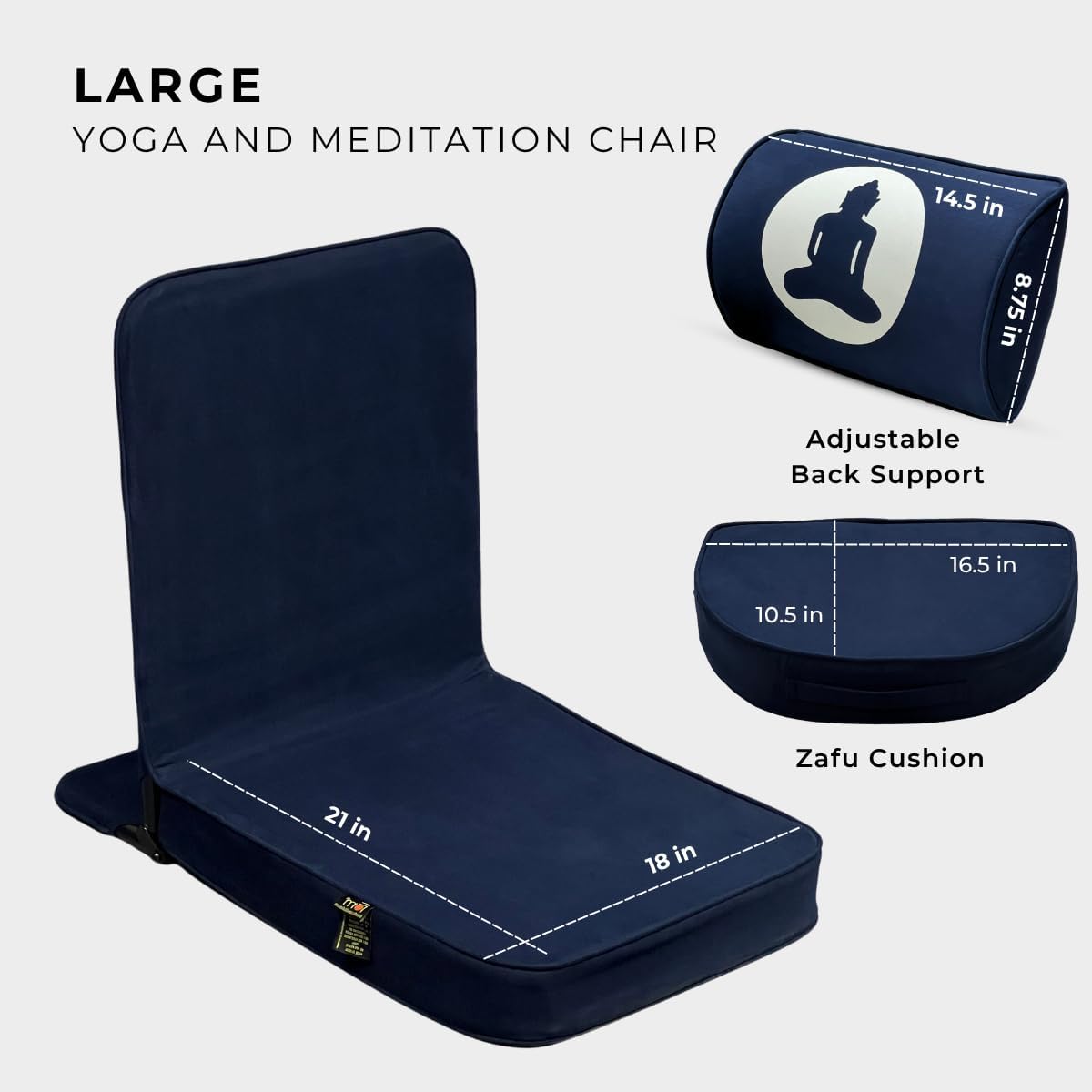 Friends of Meditation Relaxing Buddha Meditation Chair | Detachable Rectangular Back Support & Zafu Cushion | Portable Folding Chair | Floor Chair with Back Support | Yoga Chairs for Adults | Maroon