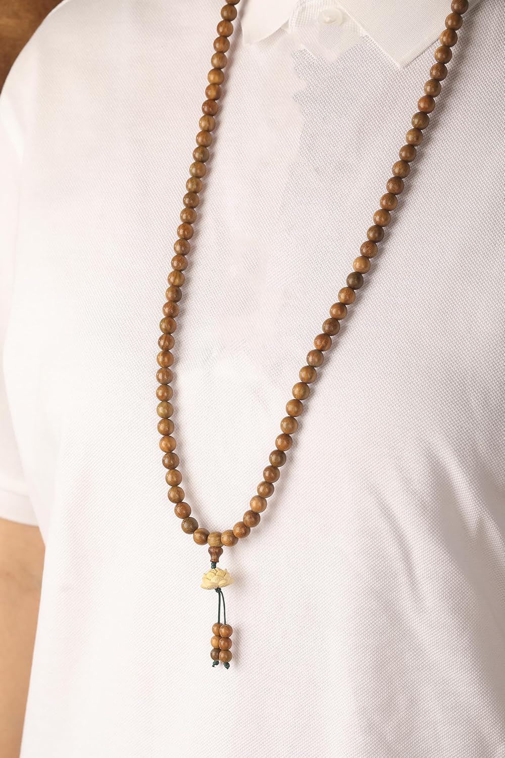Natural Green Sandalwood 108 Mala Bead Necklace Buddhist Prayer Beads for Meditation or Yoga