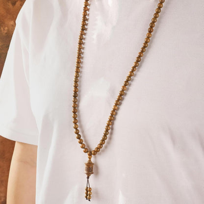 Natural Green Sandalwood 108 Mala Bead Necklace Buddhist Prayer Beads for Meditation or Yoga