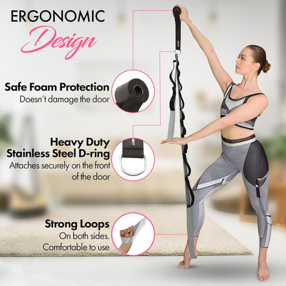 10-Loop Yoga Strap with Door Anchor for Stretching & Flexibility