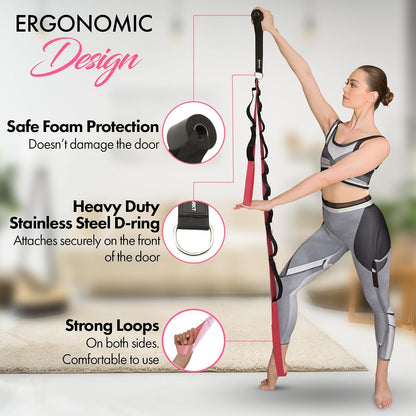 10-Loop Yoga Strap with Door Anchor for Stretching & Flexibility