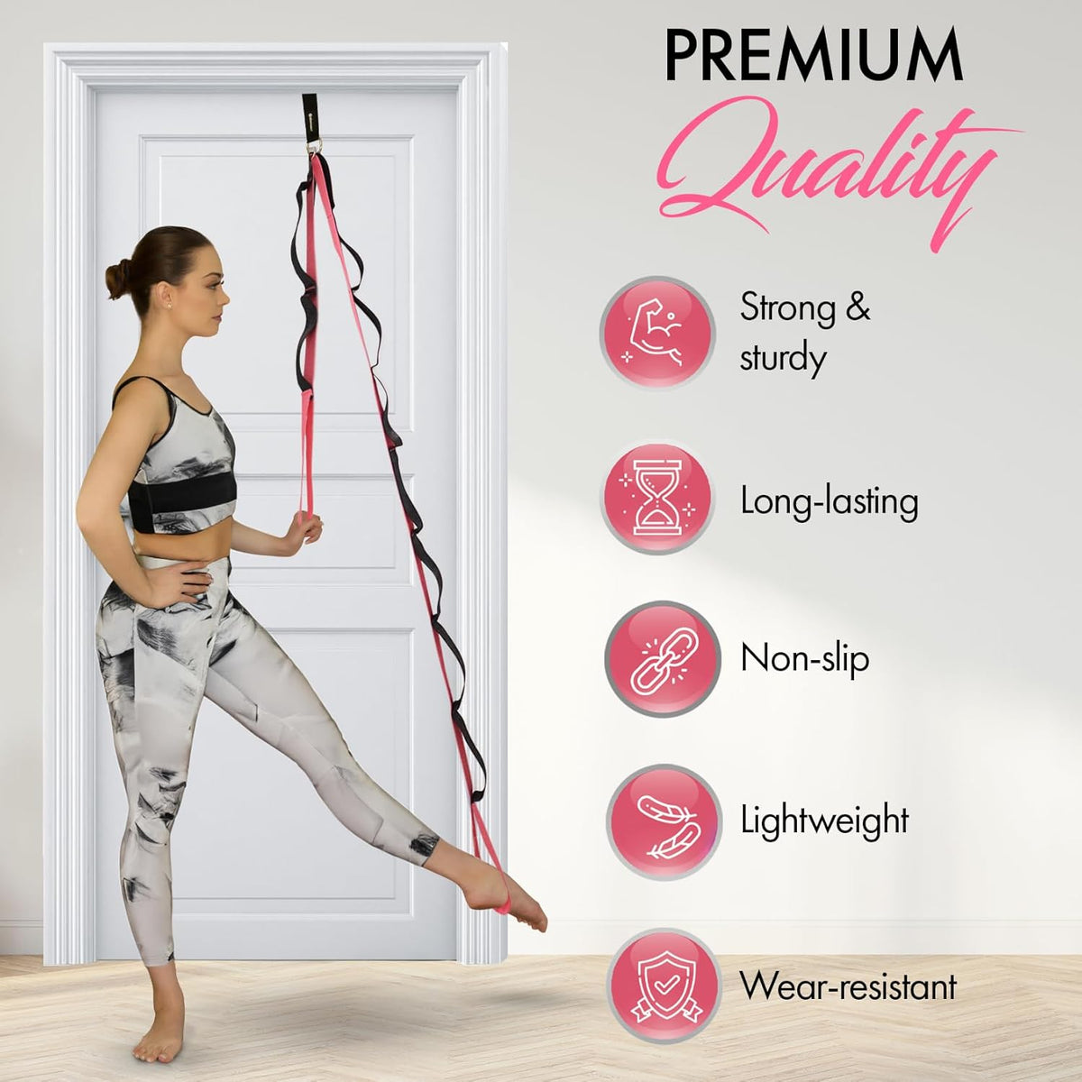 10-Loop Yoga Strap with Door Anchor for Stretching & Flexibility