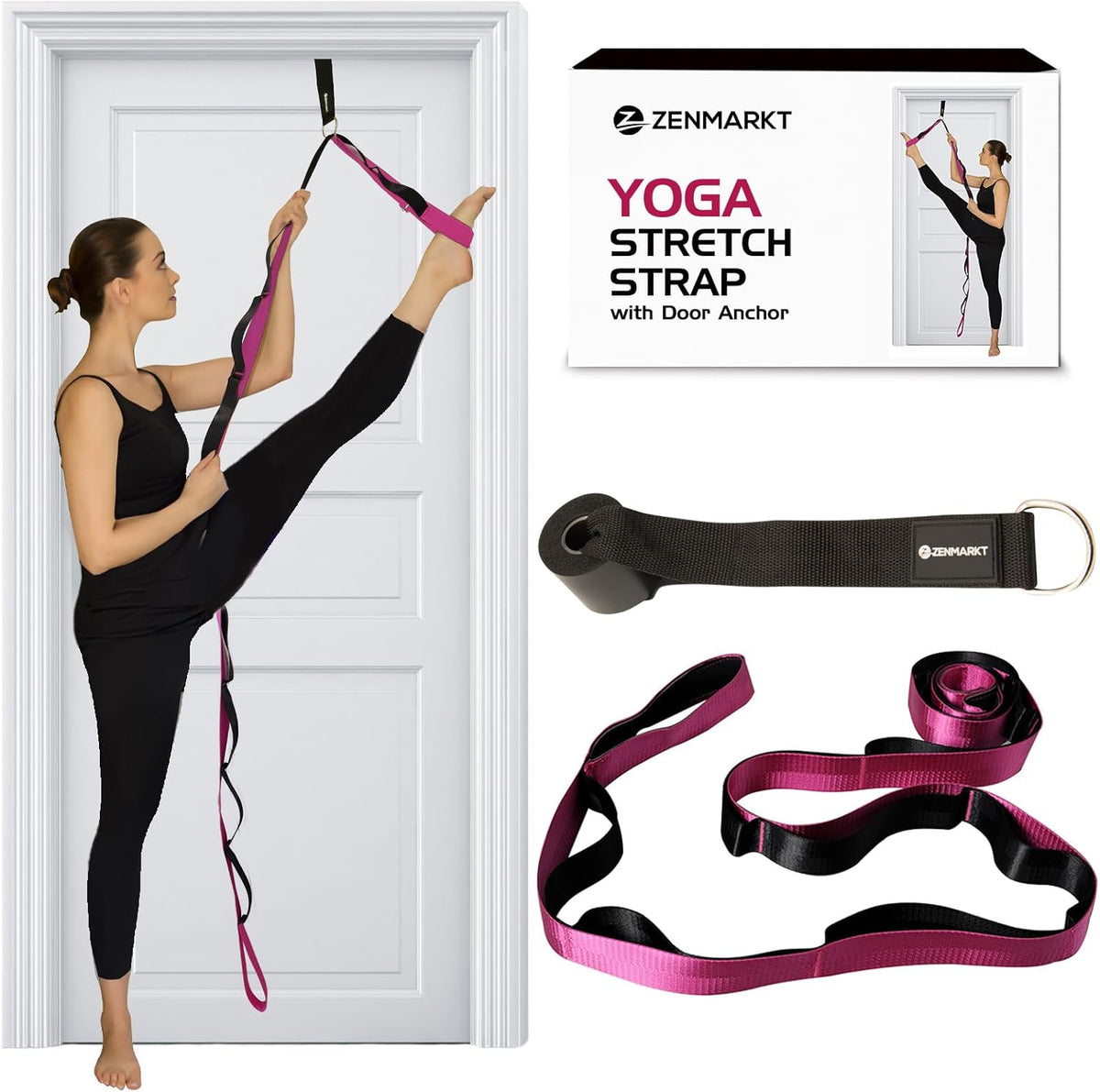 10-Loop Yoga Strap with Door Anchor for Stretching & Flexibility