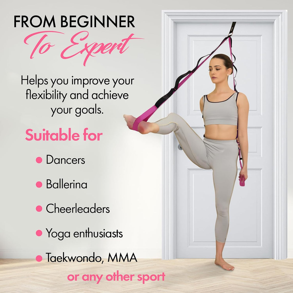 10-Loop Yoga Strap with Door Anchor for Stretching & Flexibility