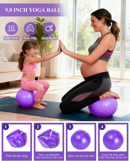 Pilates Essentials Kit for Women, Yoga Starter Set for Home Workouts with Pilates Ring and Yoga Ball Set, 3 Resistance Bands, Storage Bag, Full Pilates Set for Toning Arms, Thighs & Core
