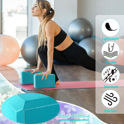 20 Pcs Yoga Blocks Bulk 9 x 6 x 3 Inch High Density Bricks to Improve Strength Flexibility Balance Soft Non Slip Gymnastic Blocks for Yoga Sports