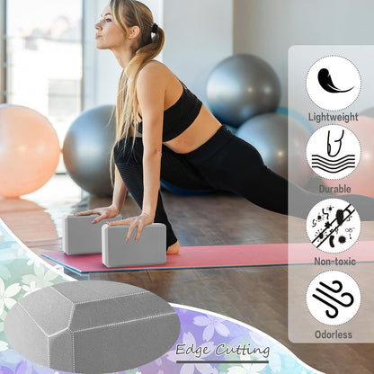 20 Pcs Yoga Blocks Bulk 9 x 6 x 3 Inch High Density Bricks to Improve Strength Flexibility Balance Soft Non Slip Gymnastic Blocks for Yoga Sports
