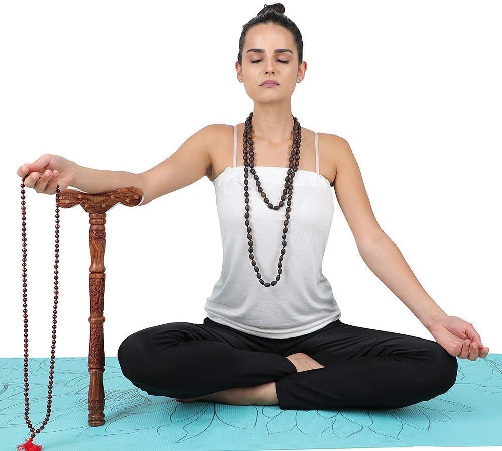 RSGM Wooden T-Shaped Yoga Danda/Stick for Jap Mala, Meditation, 48cm Length