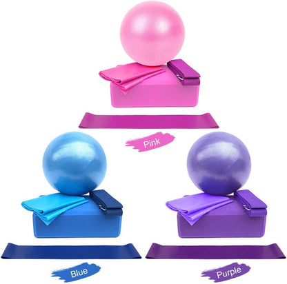 Yoga Block 5pcs Yoga Equipment Set Include Yoga Ball Yoga Blocks Stretching Strap Loop Band Exercise Band