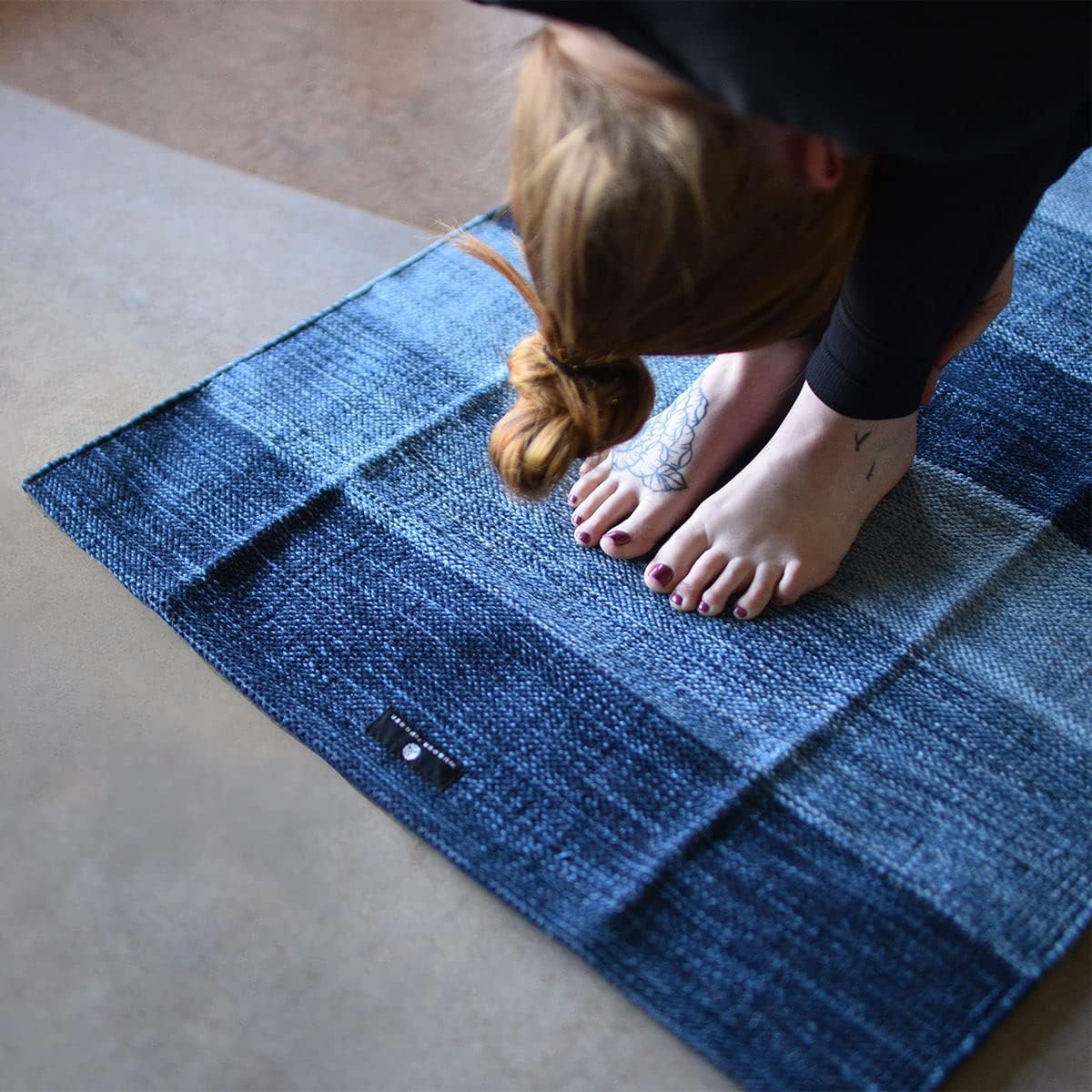 Cotton Yoga Rug - Absorbent, Grippy Tight Weave, Ashtanga and Hot Yoga Rug, Helps with Slippery Hands and Feet