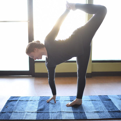 Cotton Yoga Rug - Absorbent, Grippy Tight Weave, Ashtanga and Hot Yoga Rug, Helps with Slippery Hands and Feet
