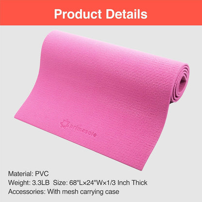 Yoga Mat with Carry Strap for Yoga Pilates Fitness and Floor Workout at Home and Gym Non-slip 9 colors