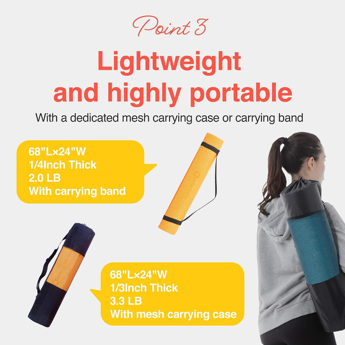 Yoga Mat with Carry Strap for Yoga Pilates Fitness and Floor Workout at Home and Gym Non-slip 9 colors