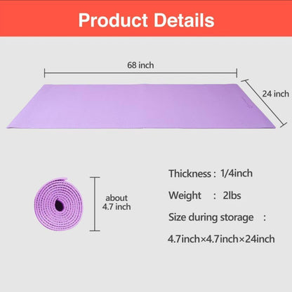 Yoga Mat with Carry Strap for Yoga Pilates Fitness and Floor Workout at Home and Gym Non-slip 9 colors