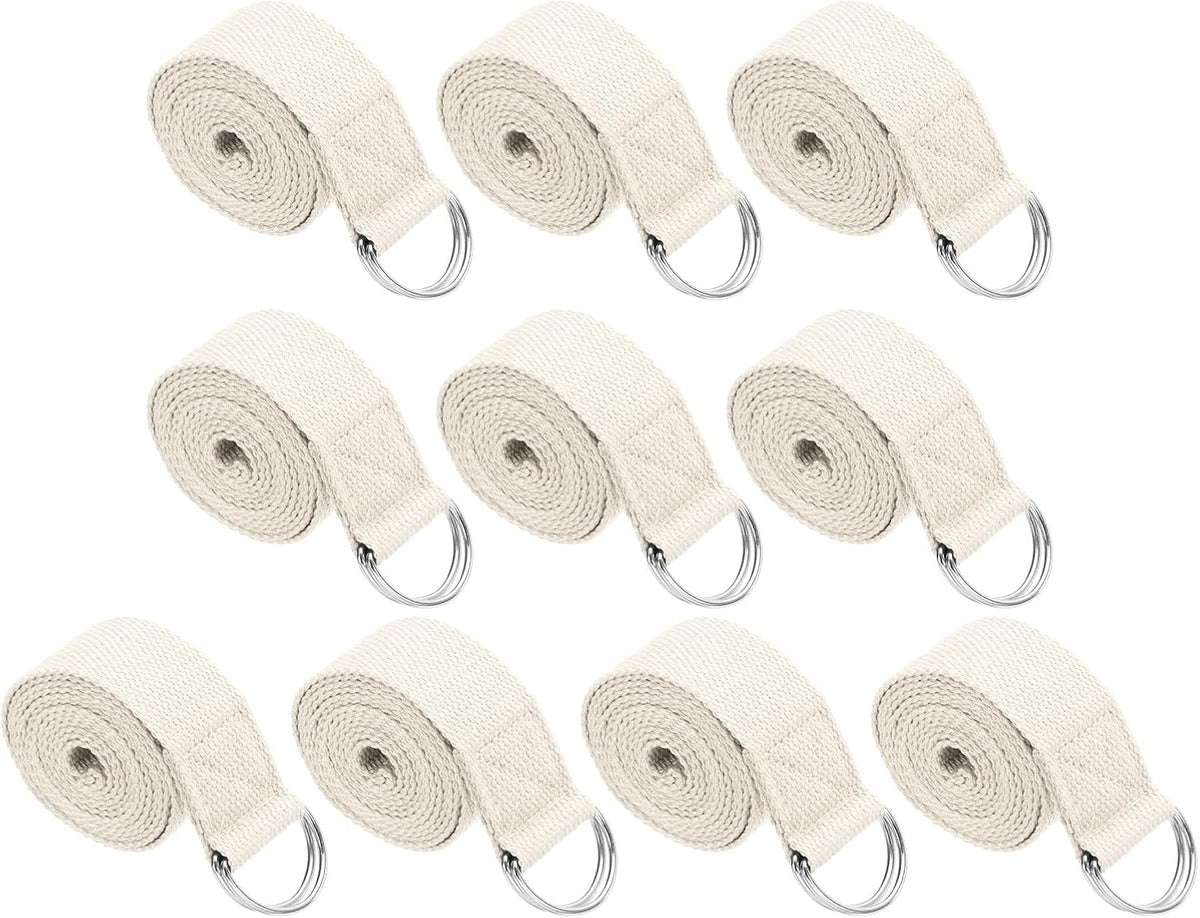 Yoga Strap for Stretching, Cotton Yoga Belt with Adjustable Metal D-Ring Buckle Stretch Band for Fitness Pilates