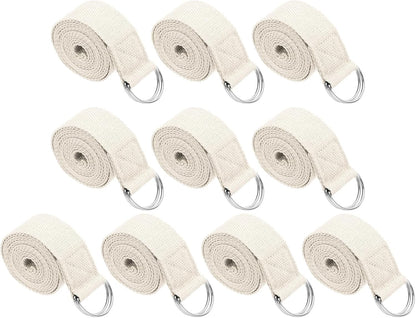 Yoga Strap for Stretching, Cotton Yoga Belt with Adjustable Metal D-Ring Buckle Stretch Band for Fitness Pilates