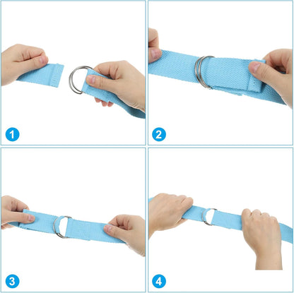 Yoga Strap for Stretching, Cotton Yoga Belt with Adjustable Metal D-Ring Buckle Stretch Band for Fitness Pilates
