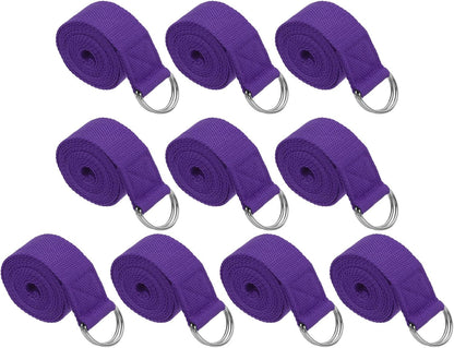 Yoga Strap for Stretching, Cotton Yoga Belt with Adjustable Metal D-Ring Buckle Stretch Band for Fitness Pilates