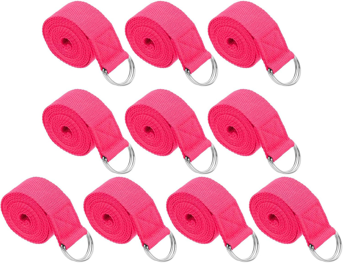 Yoga Strap for Stretching, Cotton Yoga Belt with Adjustable Metal D-Ring Buckle Stretch Band for Fitness Pilates
