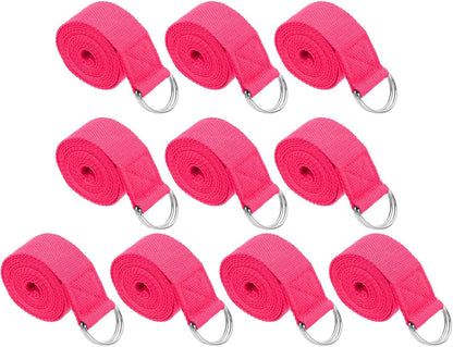 Yoga Strap for Stretching, Cotton Yoga Belt with Adjustable Metal D-Ring Buckle Stretch Band for Fitness Pilates