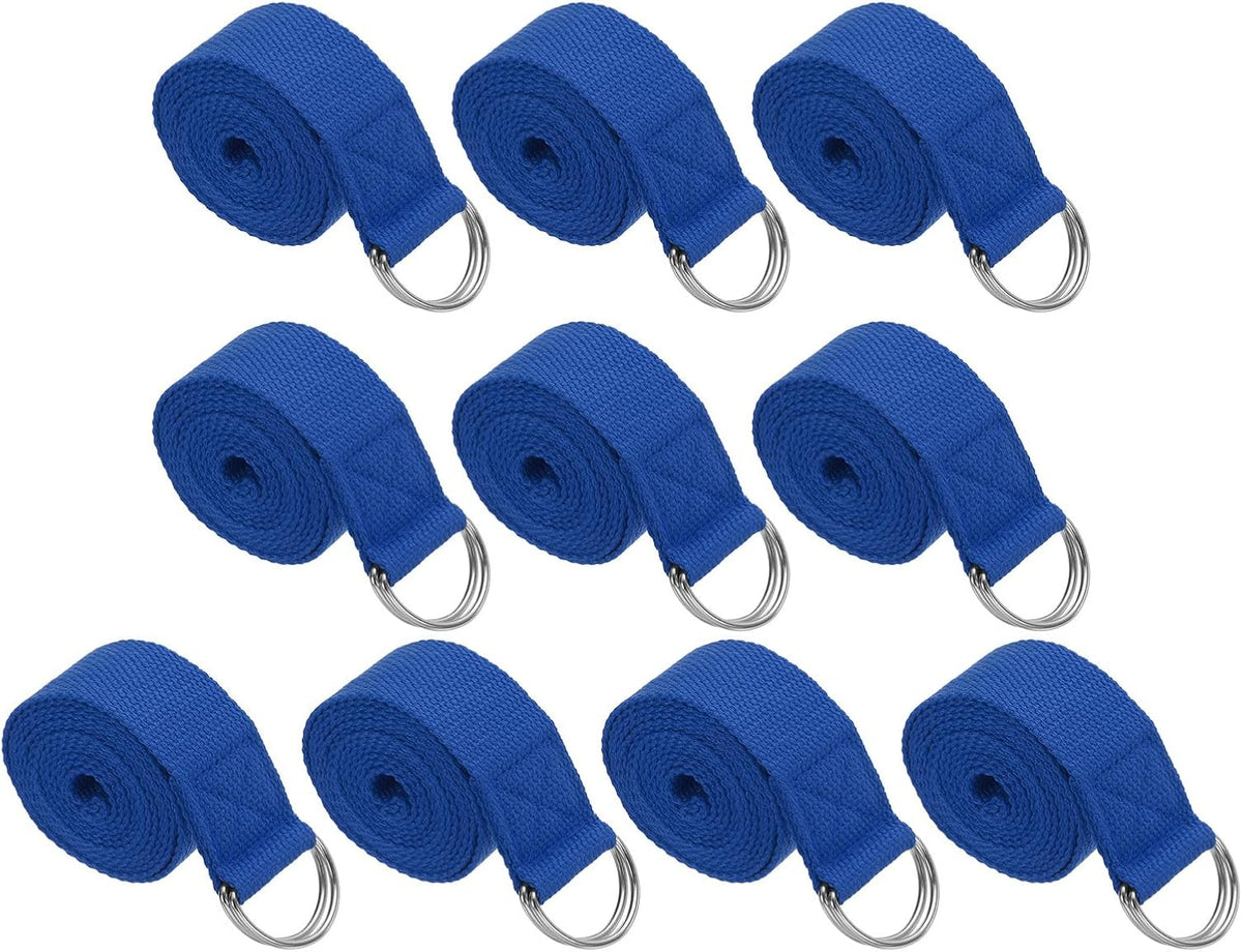 Yoga Strap for Stretching, Cotton Yoga Belt with Adjustable Metal D-Ring Buckle Stretch Band for Fitness Pilates